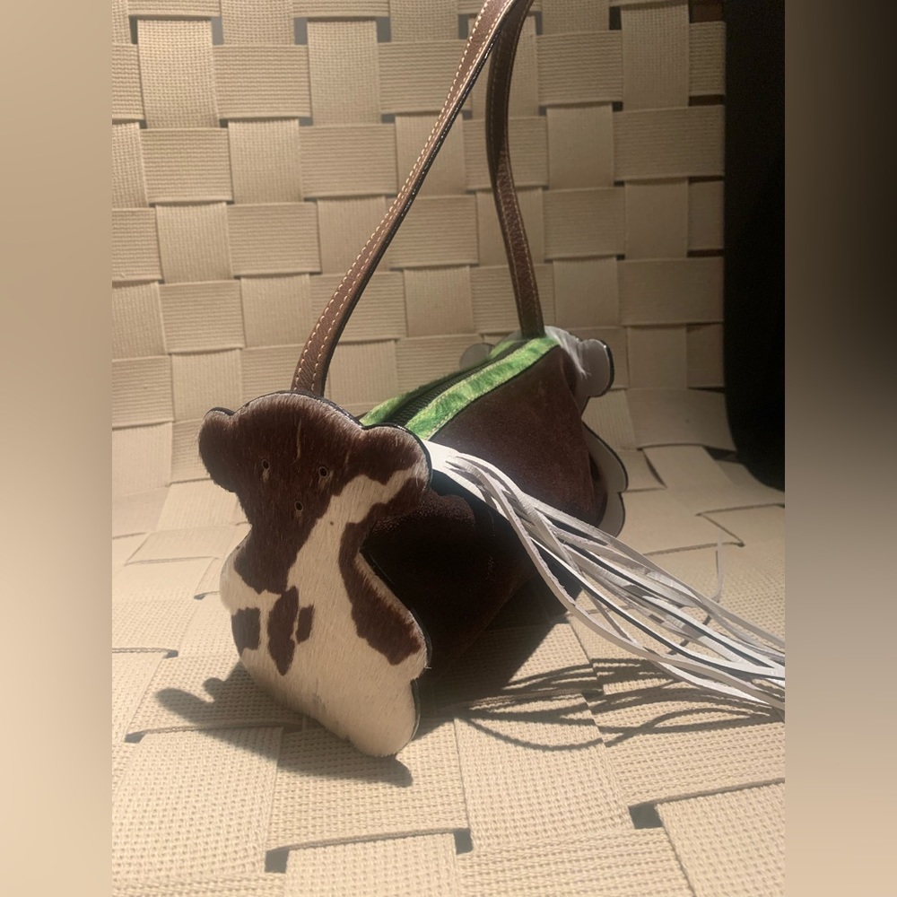 Tous mini bear hand bag. Authentic, rare. Leather, suede and pony hair.